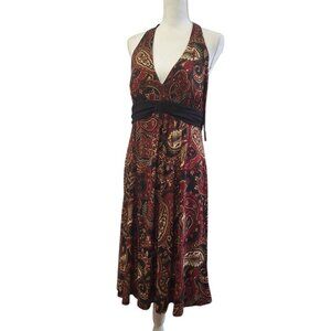 R & K Originals Dress Halter Stretch Waist Paisley Womens 14 With Tags‎